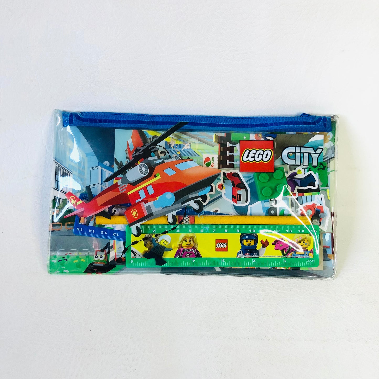 LEGO City Pencil Case Set with Notepad Stickers Rulers Pencil Erasers NEW