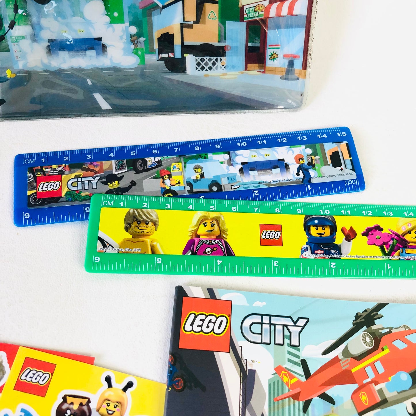 LEGO City Pencil Case Set with Notepad Stickers Rulers Pencil Erasers NEW