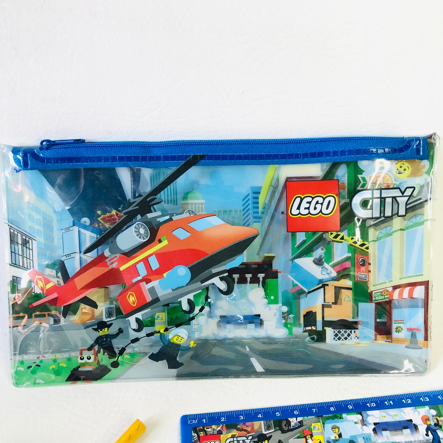 LEGO City Pencil Case Set with Notepad Stickers Rulers Pencil Erasers NEW