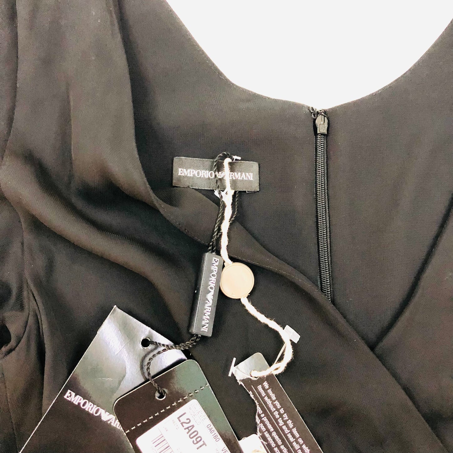 Emporio Armani black wrap style flutter sleeve shift dress size 42 (uk 12) New