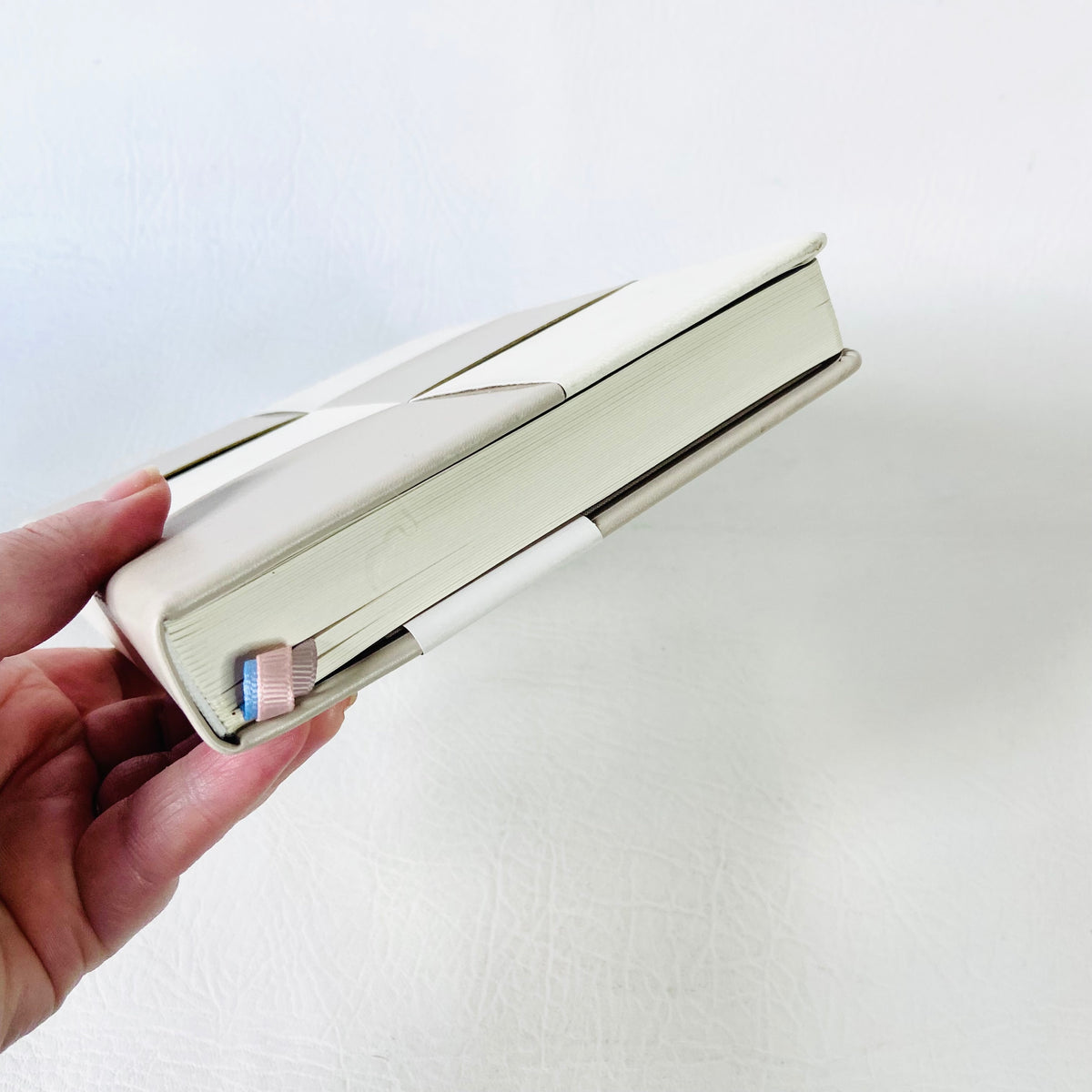 Paperchase | Beige & Cream | Faux Leather | A5 Ruled Pages Notebook | NEW