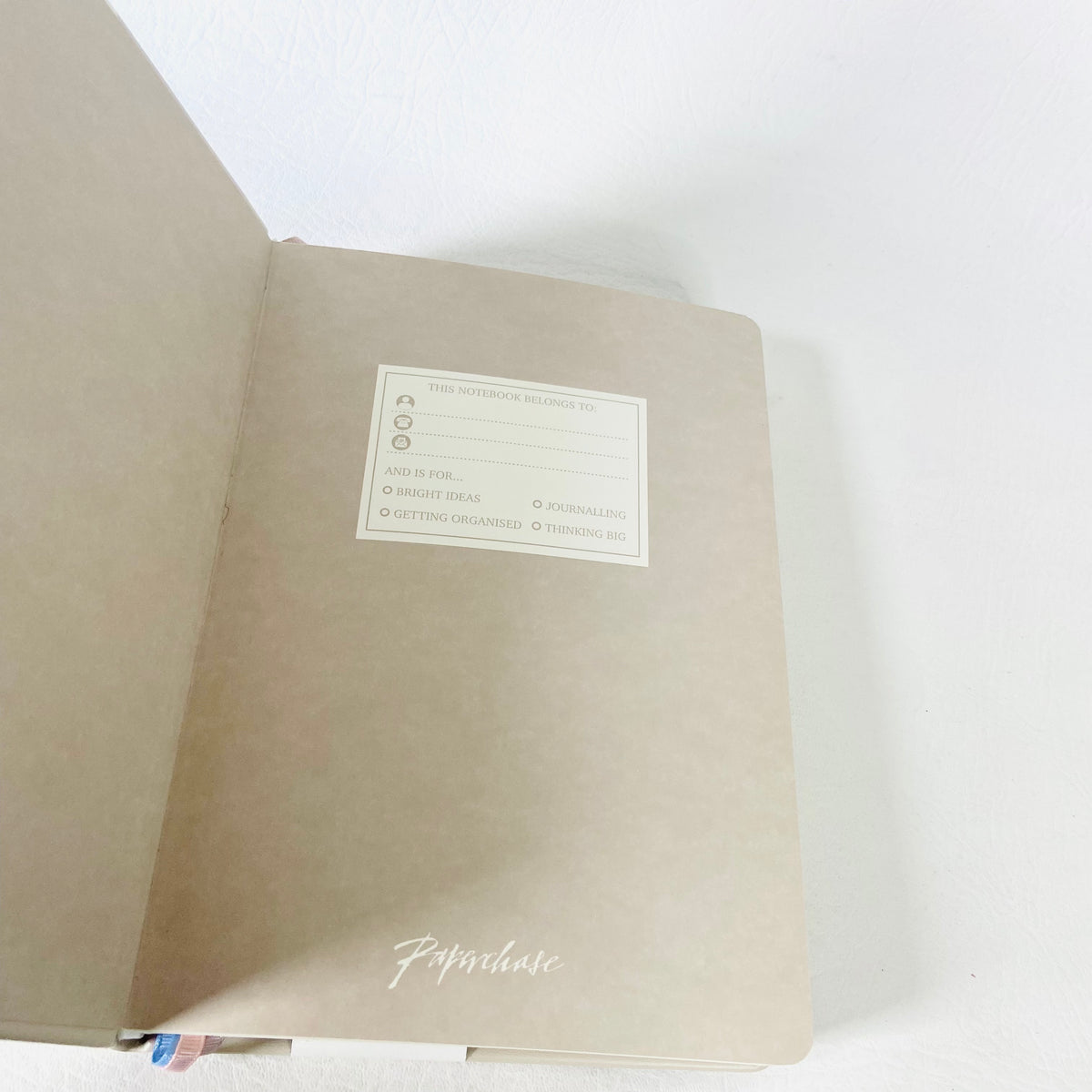 Paperchase | Beige & Cream | Faux Leather | A5 Ruled Pages Notebook | NEW