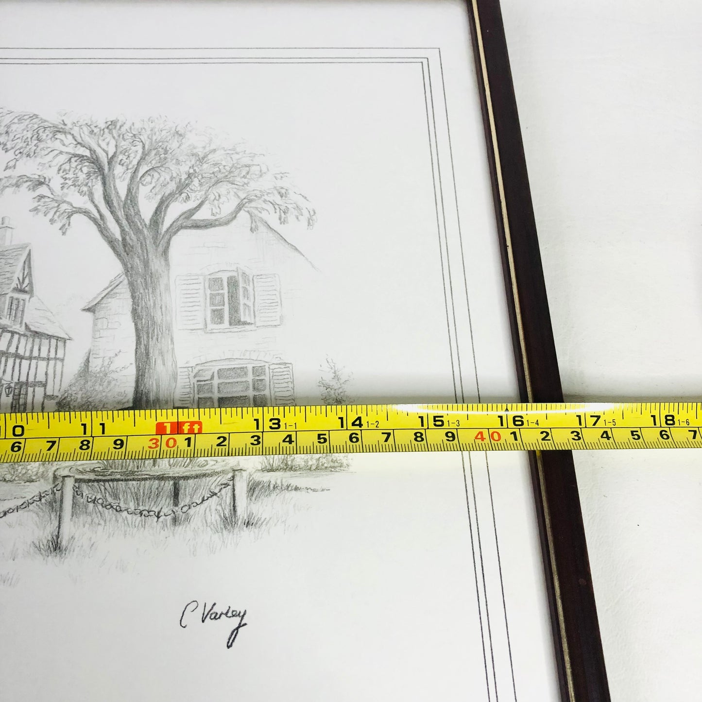 Rural English Pub Illustration Pencil Artwork Print Signed C. Varley Kings Head