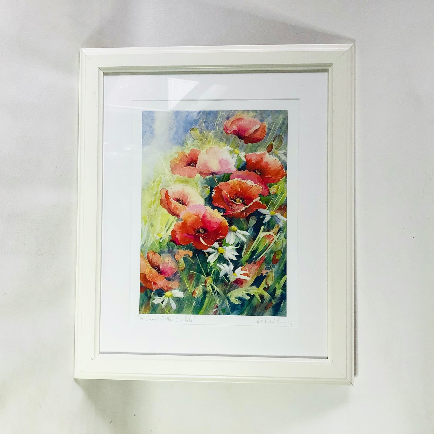Pat Hatchley Signed ‘A Corner Of The Cornfield’ Large White Framed Print Poppies