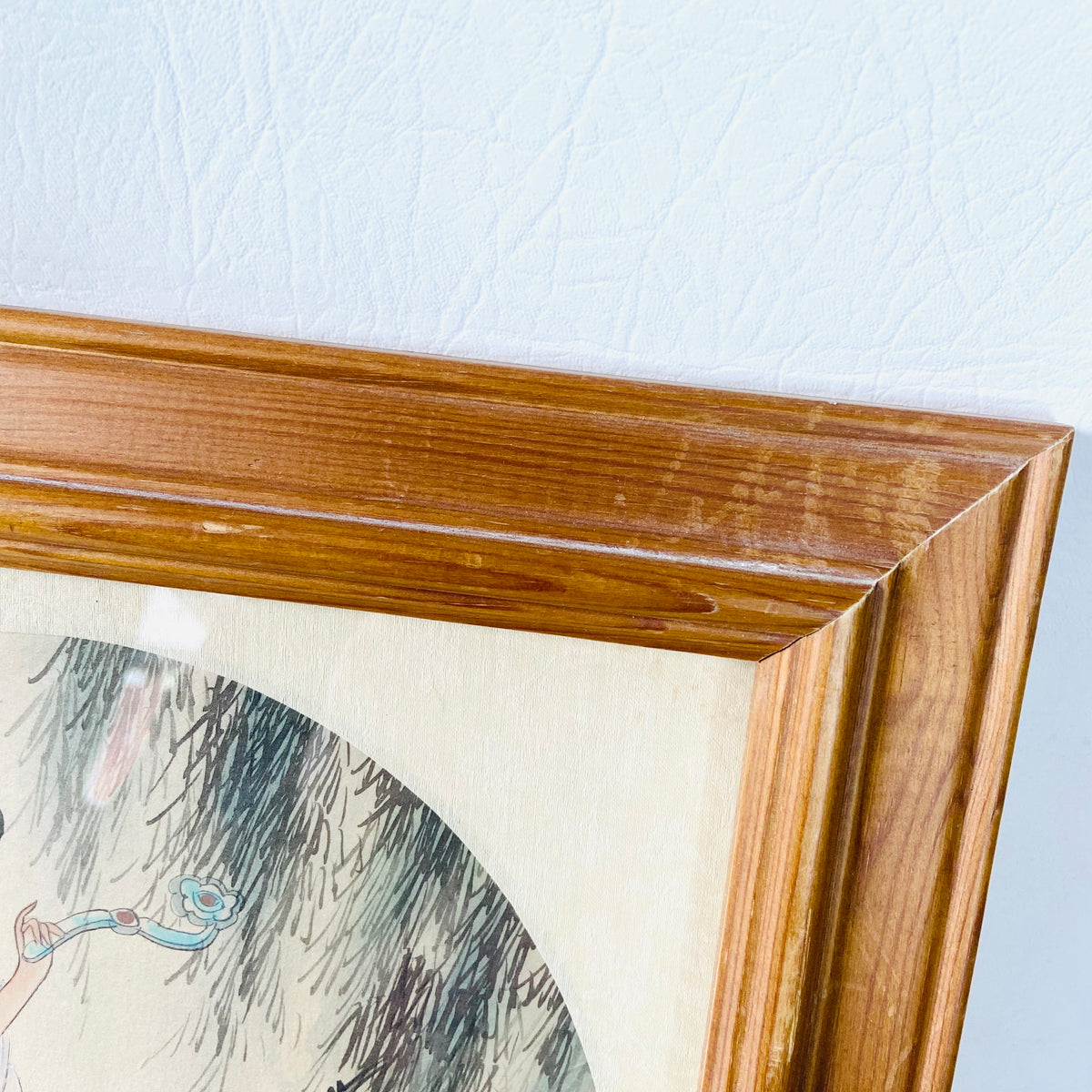 Antique |  Asian Japanese Chinese | Watercolour Silk Painting | Traditional Female Figure | Square | Framed & Signed