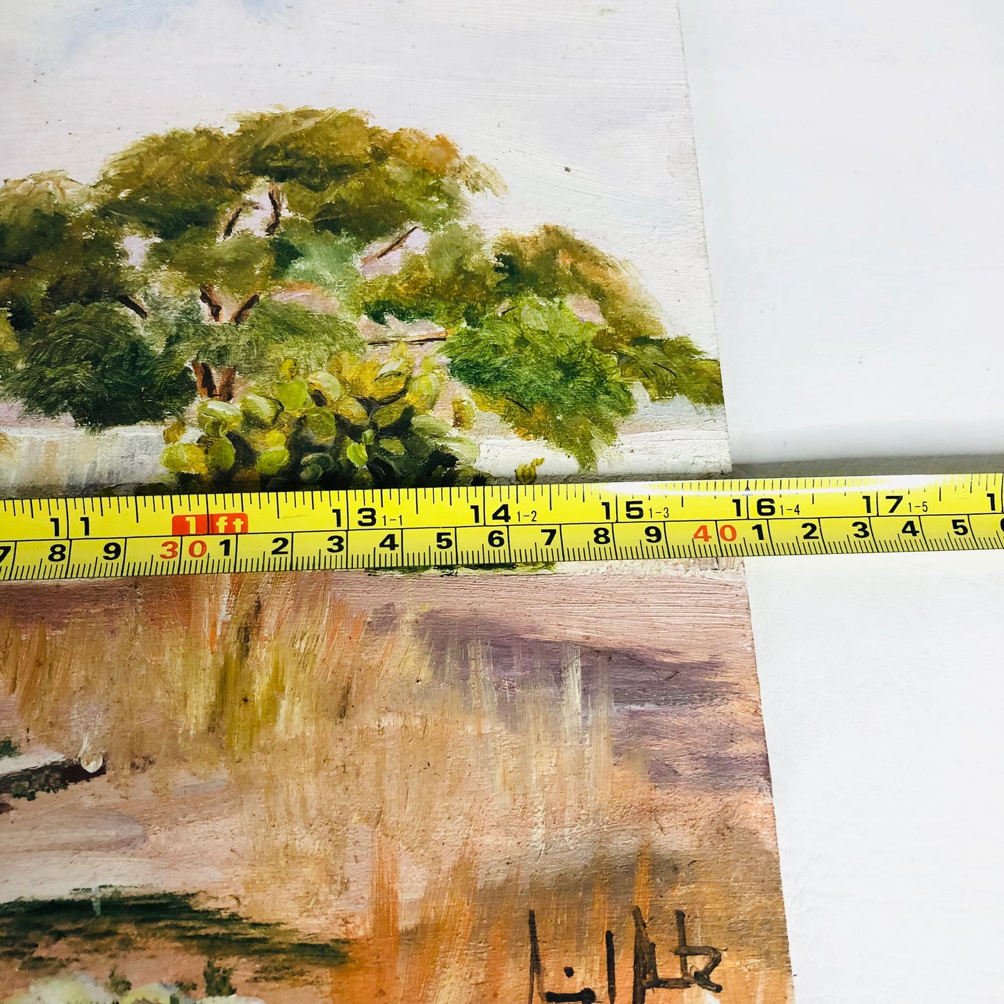 Original Oil? Painting On Board By Signed Unknown Artist Unframed Wood Panel