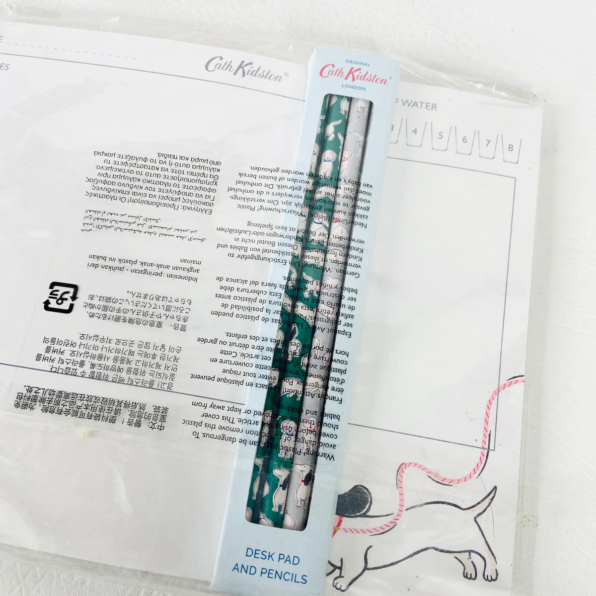 Cath Kidston | Grey | Desk pad and Pencil Planner Gift Set | Mono Dog Dachshund | NEW