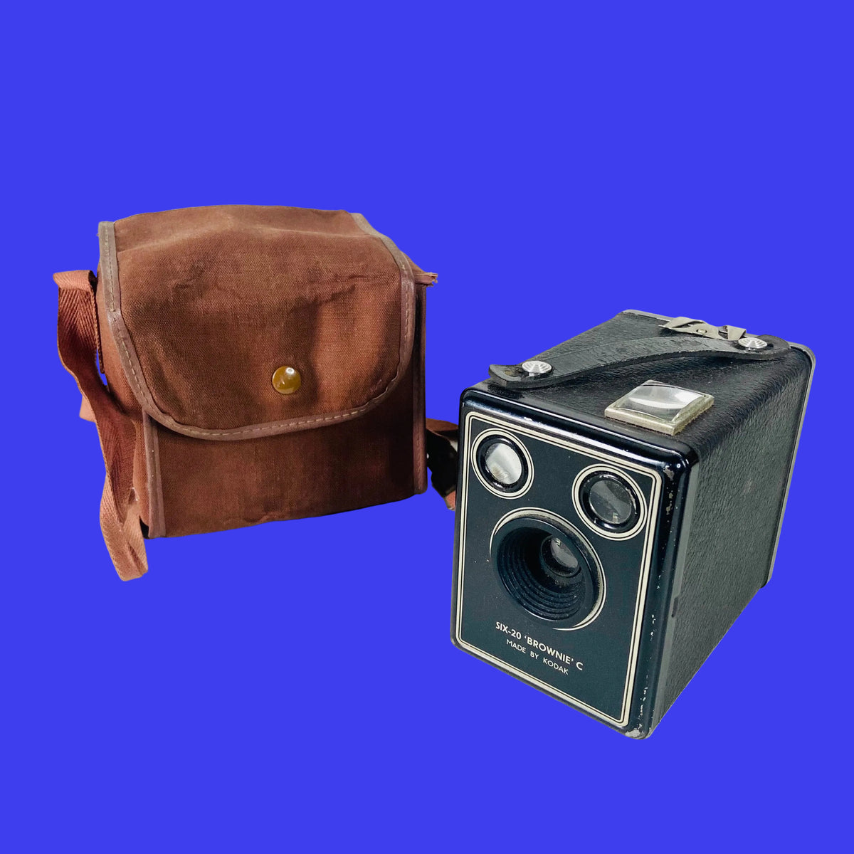 Kodak Brownie | Vintage 1950s | Six-20 Model C | Film Camera | Brown Fabric Case