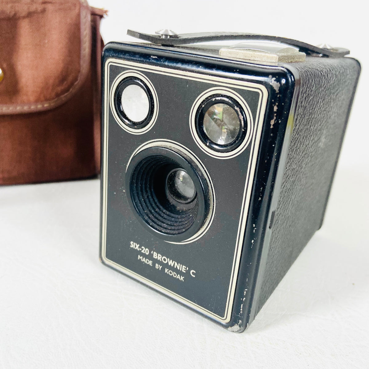 Kodak Brownie | Vintage 1950s | Six-20 Model C | Film Camera | Brown Fabric Case