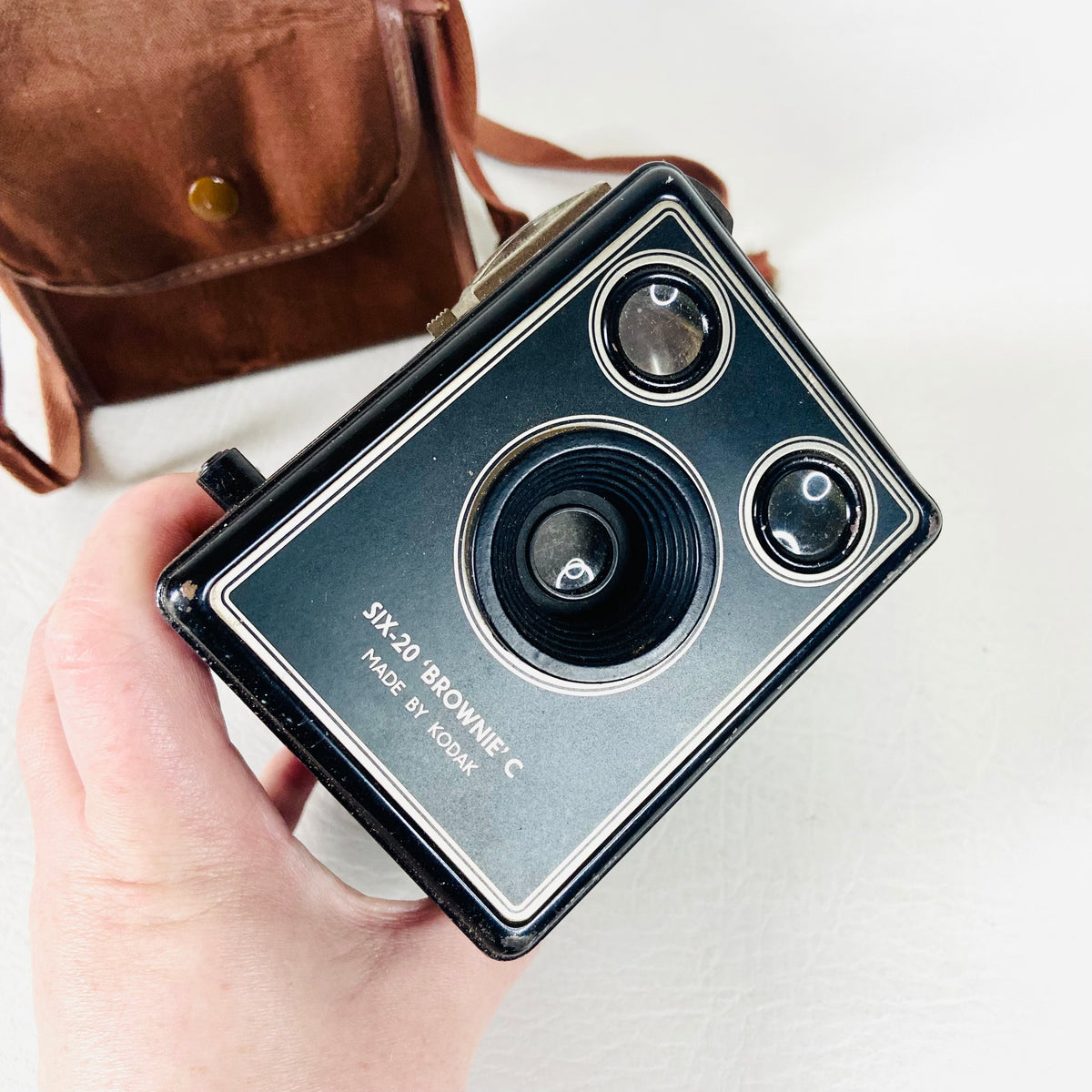 Kodak Brownie | Vintage 1950s | Six-20 Model C | Film Camera | Brown Fabric Case