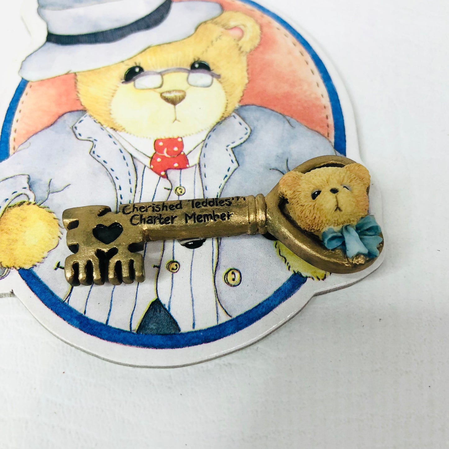 Vintage 1994 Cherished Teddies Club Charter Member Key Pin / Brooch CRT065