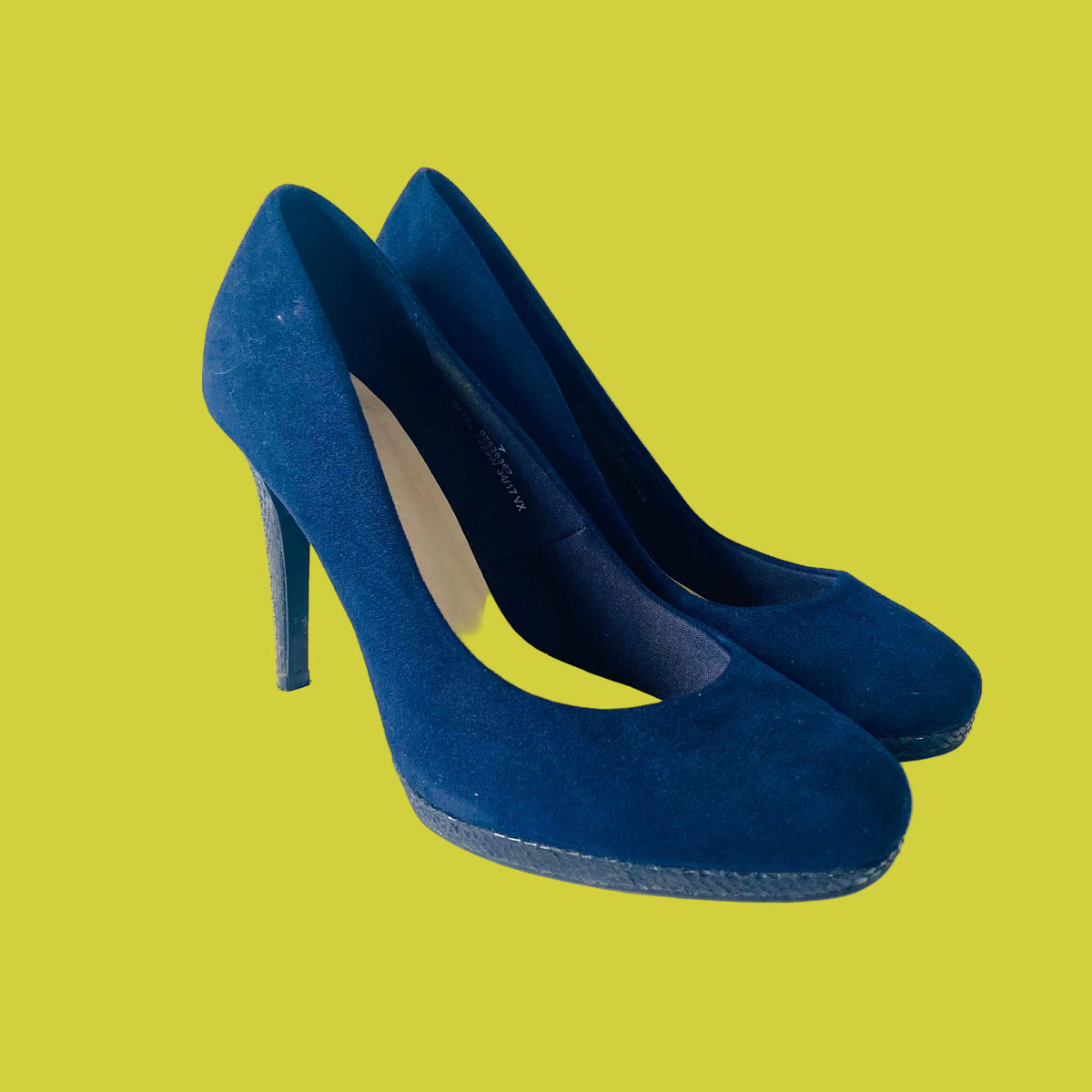 M&S (Marks And Spencer) | Navy Blue | Smart Court Shoes Heels Pumps | Faux Suede & Snakeskin | Size UK 7 (40)