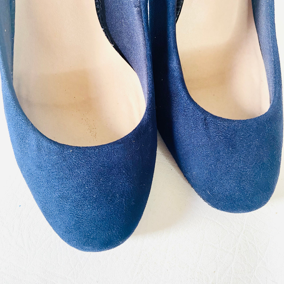 M&S (Marks And Spencer) | Navy Blue | Smart Court Shoes Heels Pumps | Faux Suede & Snakeskin | Size UK 7 (40)