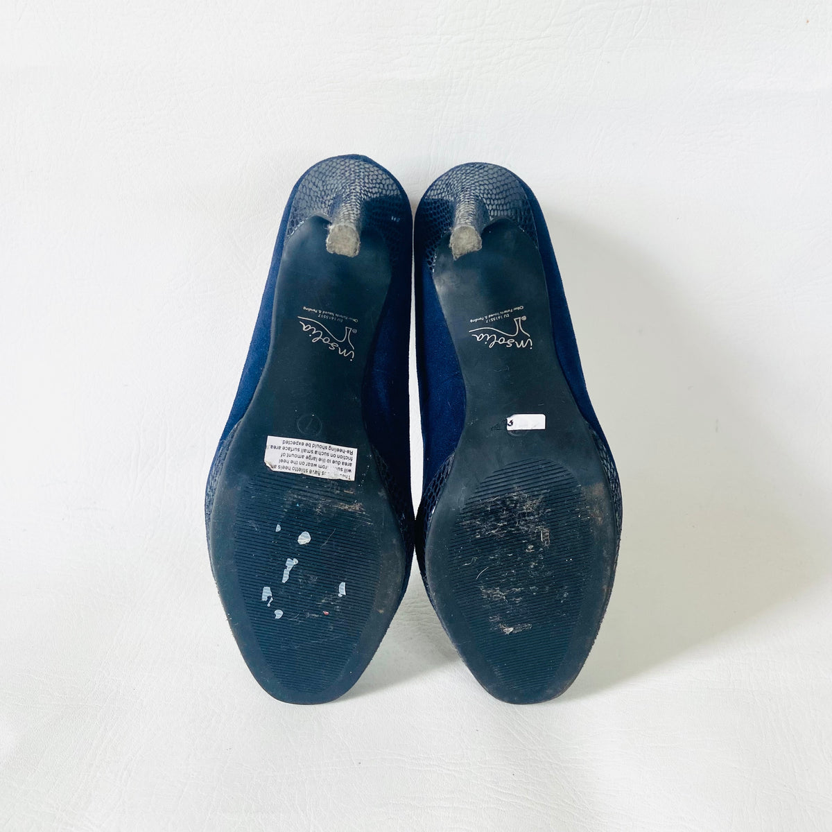 M&S (Marks And Spencer) | Navy Blue | Smart Court Shoes Heels Pumps | Faux Suede & Snakeskin | Size UK 7 (40)