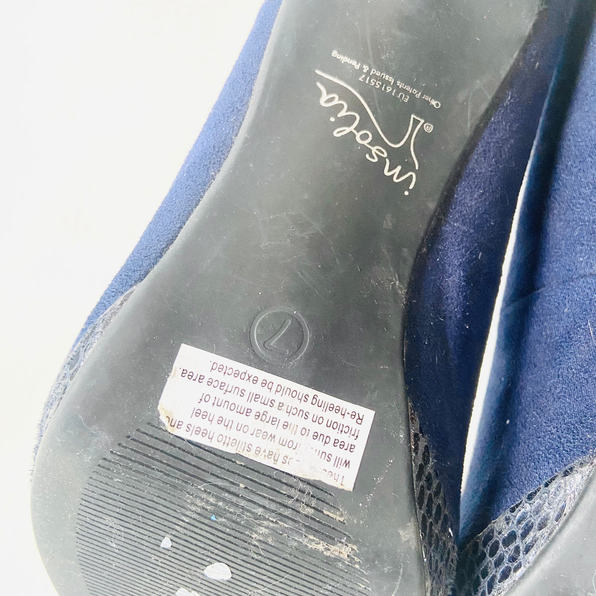 M&S (Marks And Spencer) | Navy Blue | Smart Court Shoes Heels Pumps | Faux Suede & Snakeskin | Size UK 7 (40)
