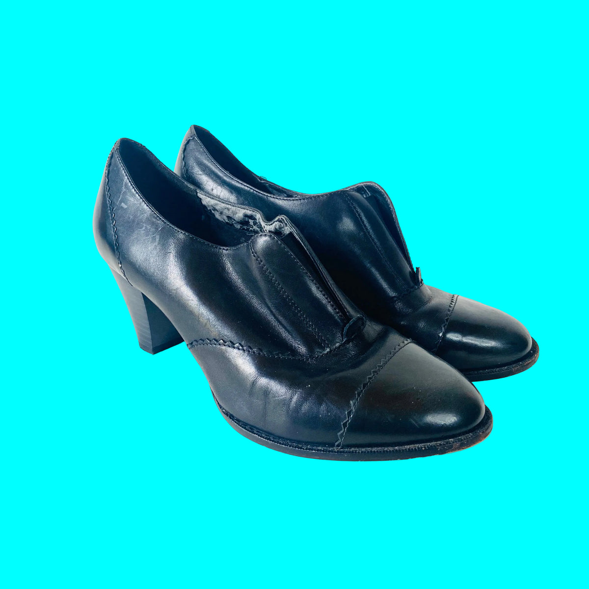 Clarks Artisan | Leather | Black | Mika Ankle Bootie | Brogue Block Heel | Size UK 7