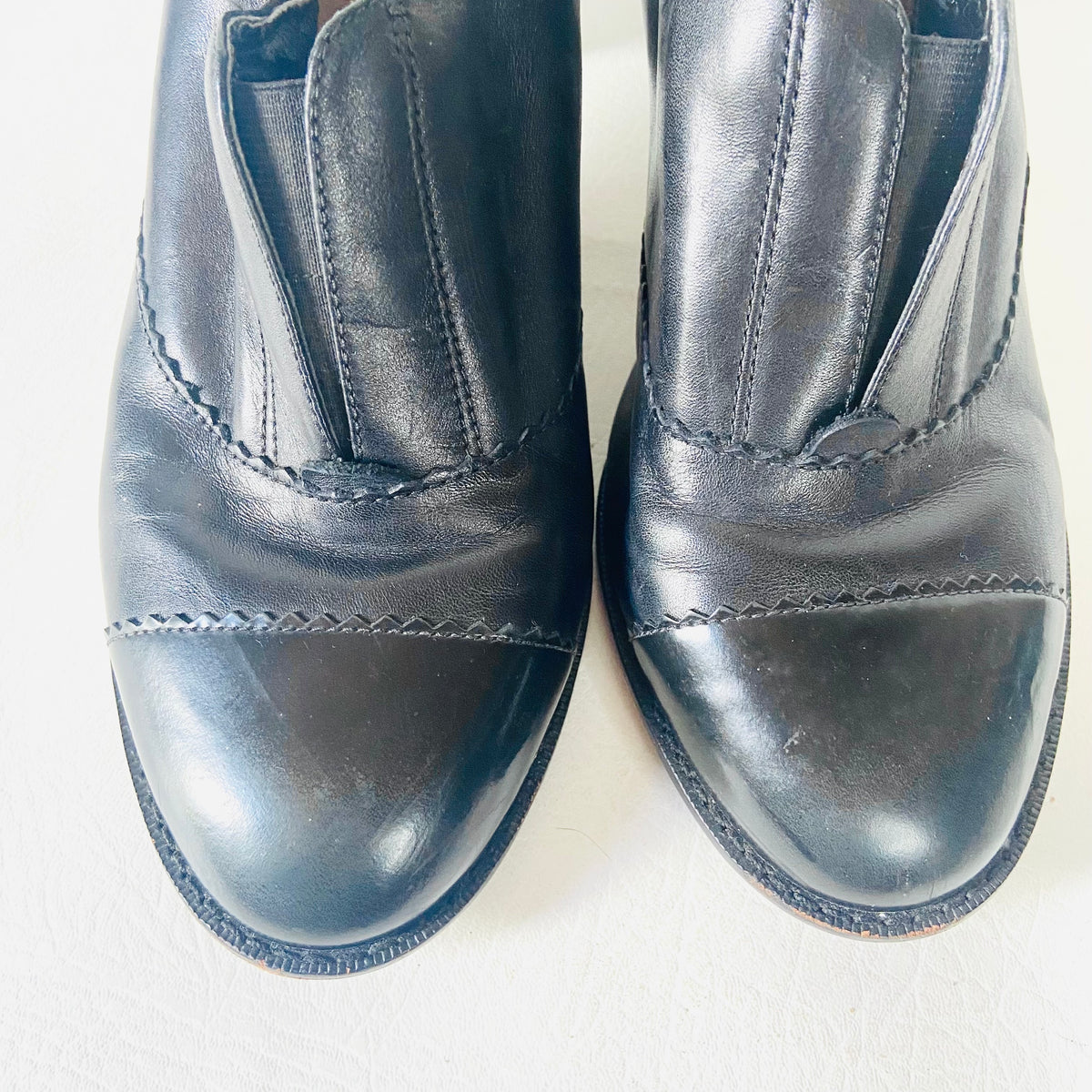 Clarks Artisan | Leather | Black | Mika Ankle Bootie | Brogue Block Heel | Size UK 7