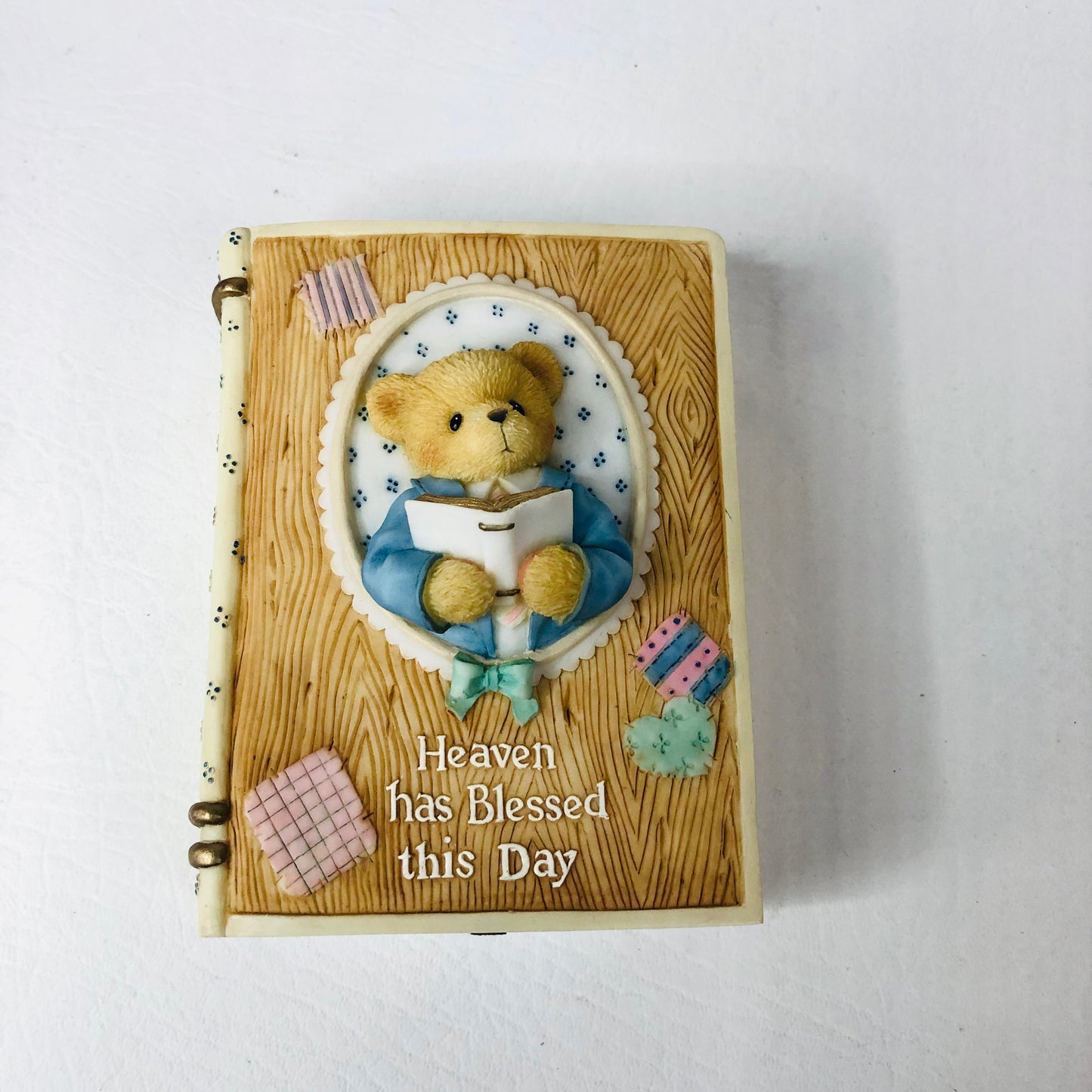 Cherished Teddies New Testament Holder & Mini Bible 1997 P.Hillman 345105C - Christening Gift