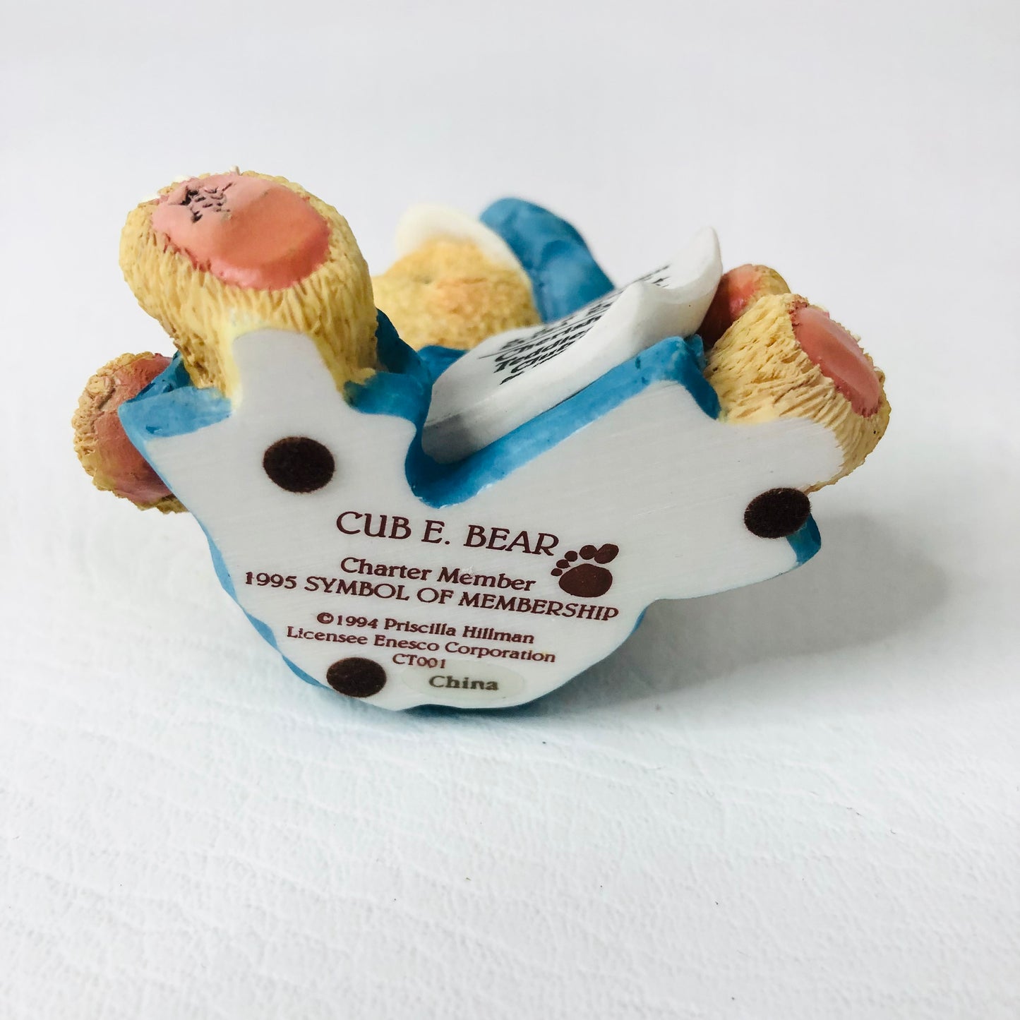 Cherished Teddies Cub E. Bear 1995 Charter Member Only Figurine - Newsboy Priscilla Hillman CT001
