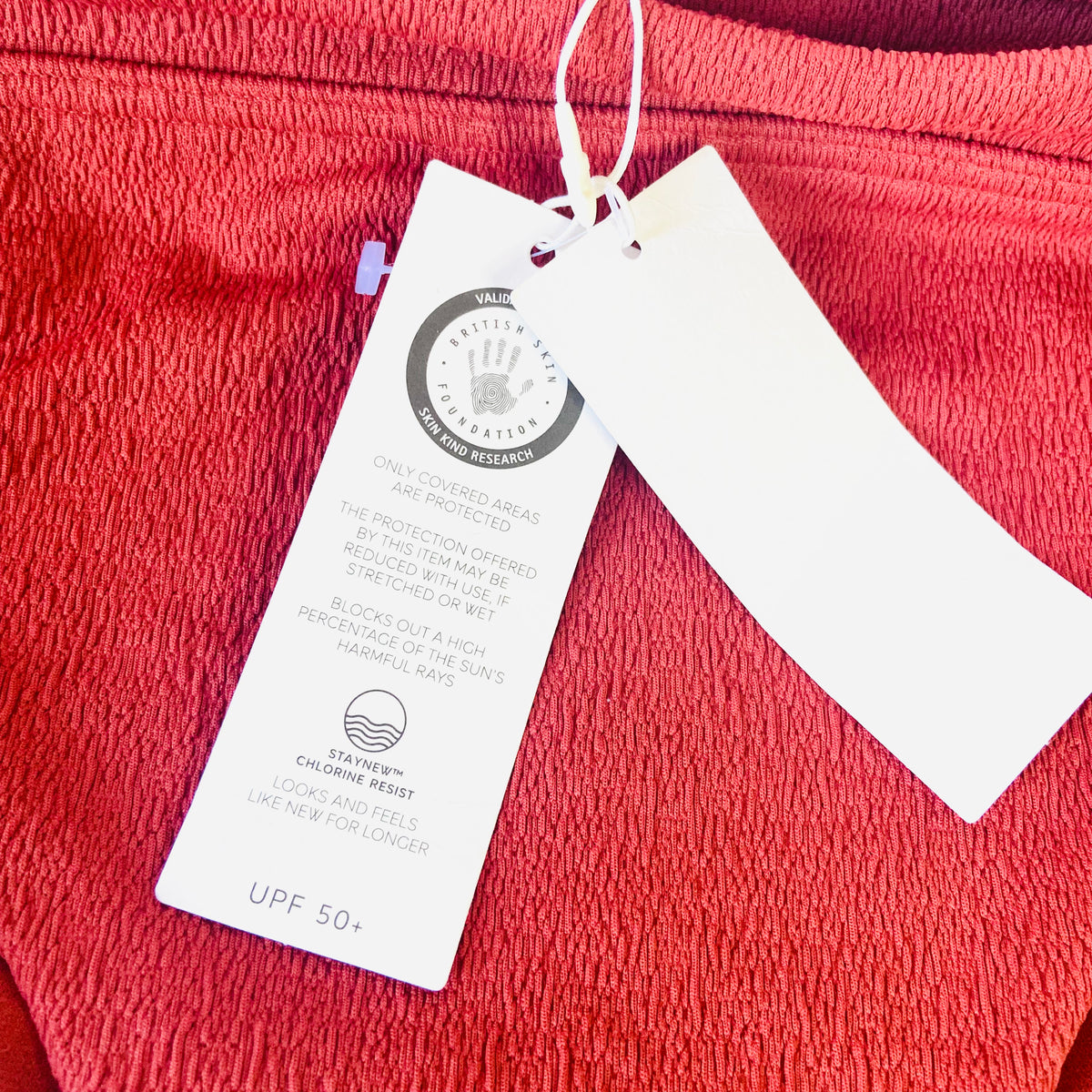 Marks & Spencer (M&S) | Copper Red | Textured High-Waist Bikini Bottoms | Size 16 | NEW | UPF 50+