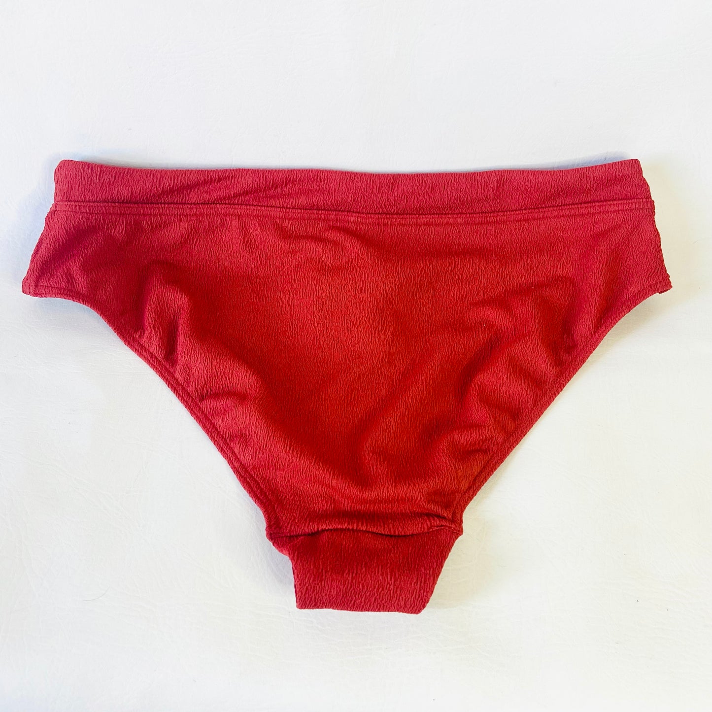Marks & Spencer (M&S) | Copper Red | Textured High-Waist Bikini Bottoms | Size 16 | NEW | UPF 50+