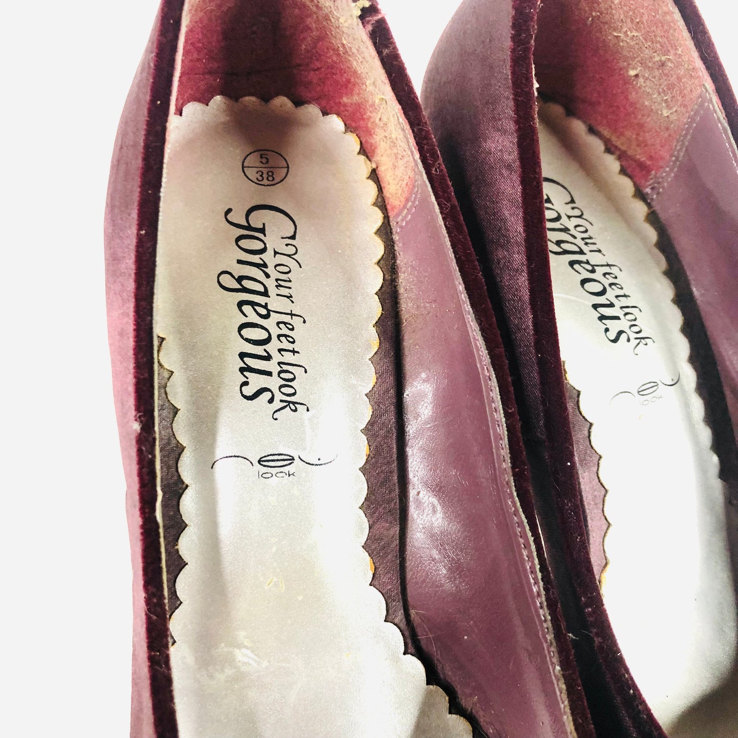 New Look Aubergine Purple satin & velvet bow high stiletto peep toe heels size 5