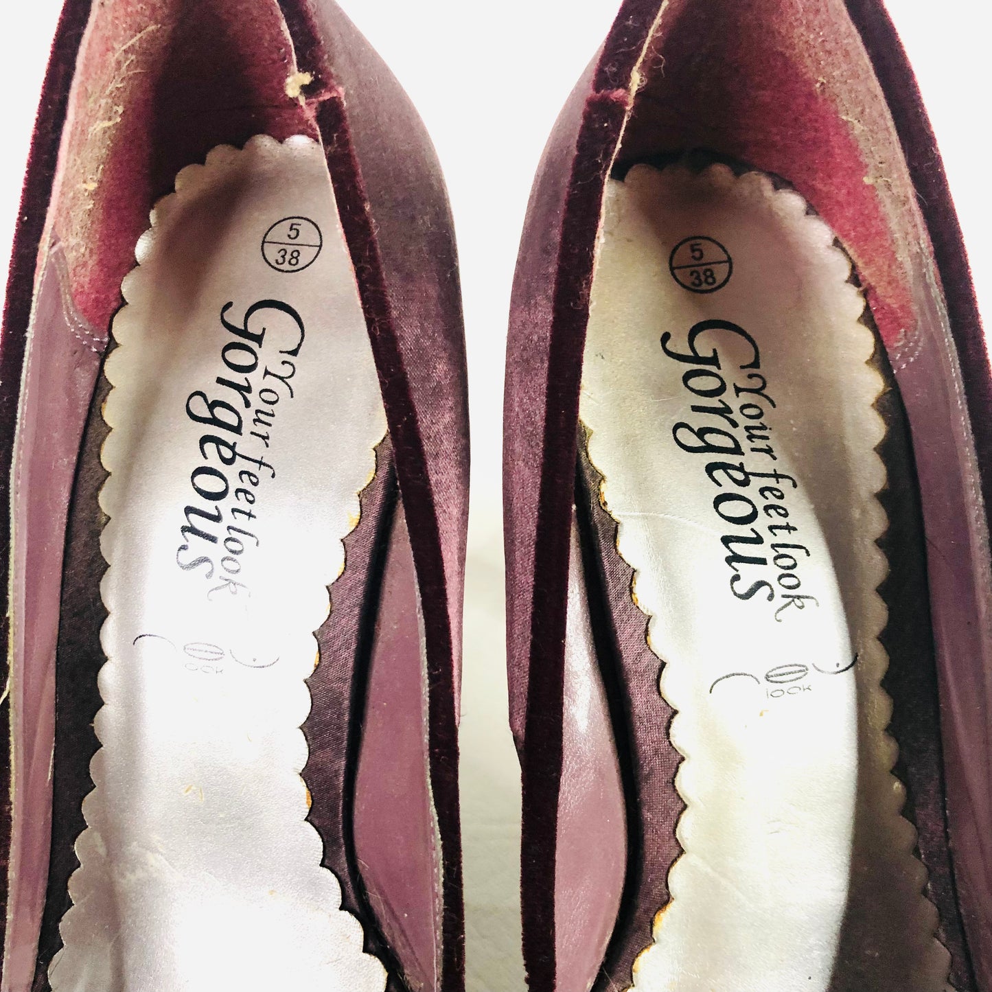 New Look Aubergine Purple satin & velvet bow high stiletto peep toe heels size 5