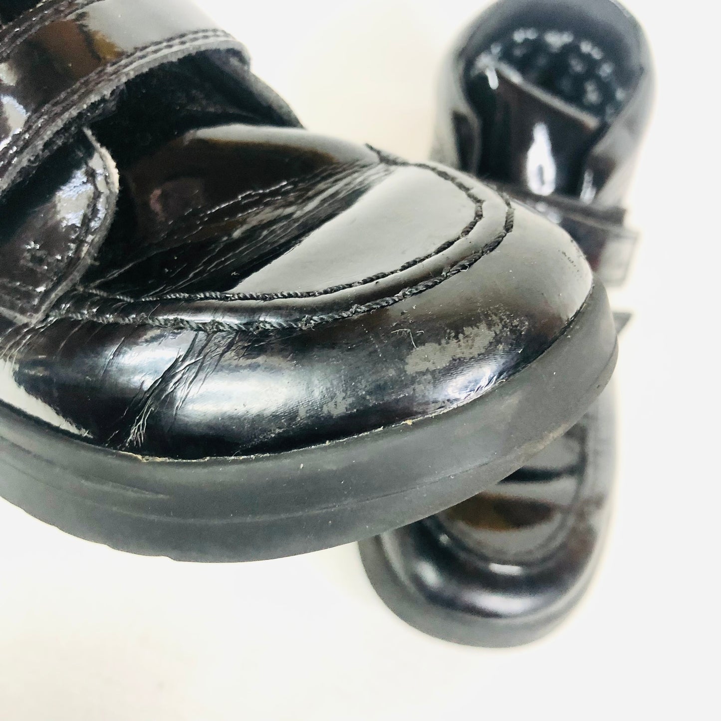Clarks Raheem Stirling Black Patent Ankle School Boot Shoes Size 11.5 F (29.5)