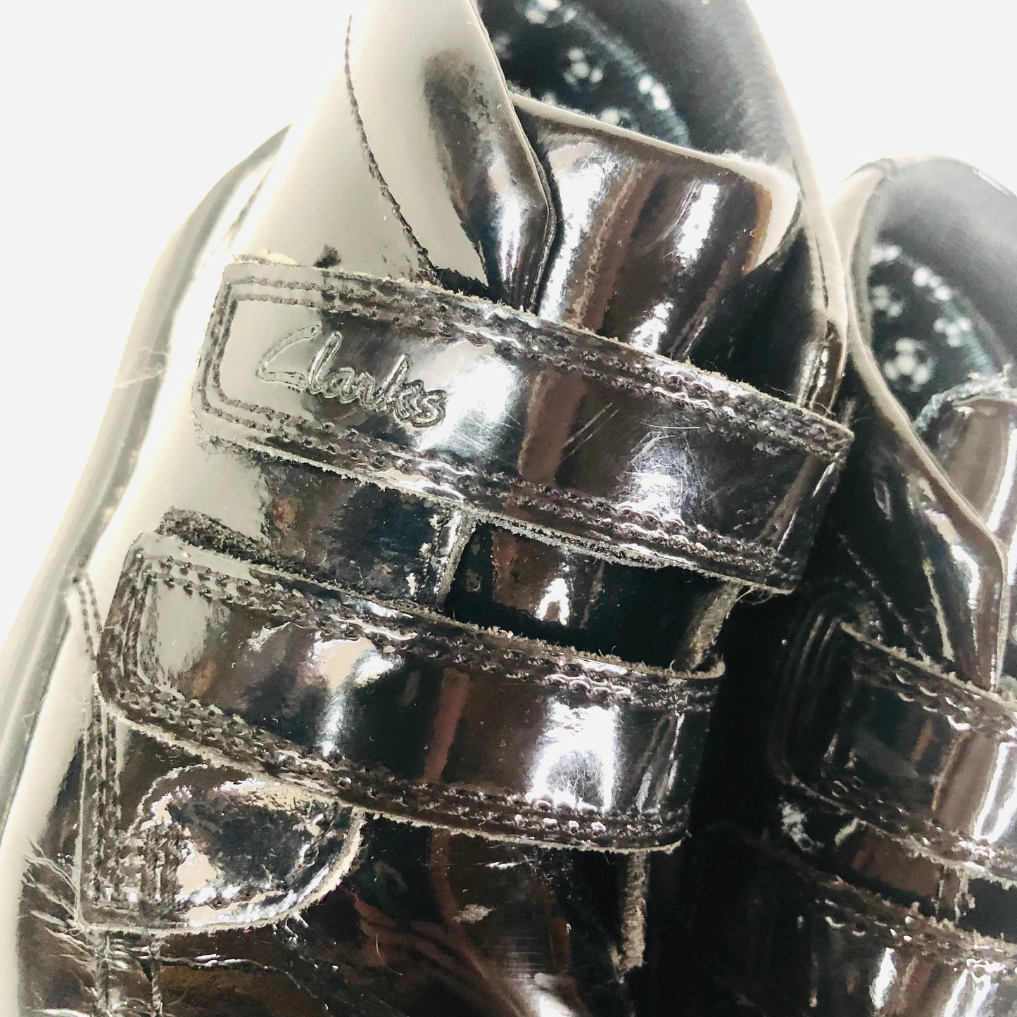 Clarks Raheem Stirling Black Patent Ankle School Boot Shoes Size 11.5 F (29.5)