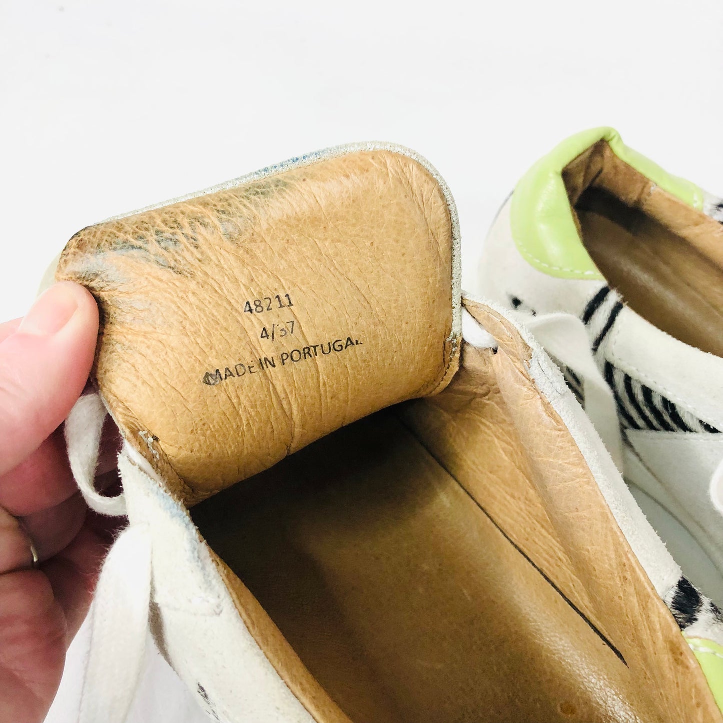 And/Or Elana Leather Suede Beige Pink Green Star Trainers Size 4 (37) RRP £85