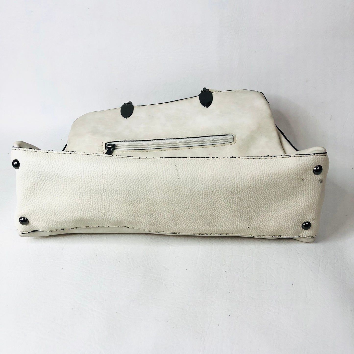 Guess Cream Handbag With Metal Bag Charm Two Handle Tote Bag 31x25cm