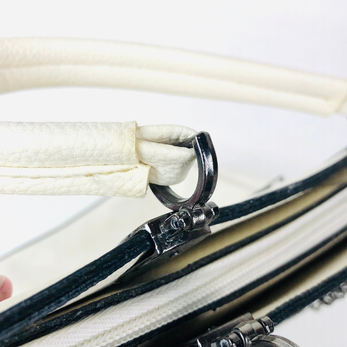 Guess Cream Handbag With Metal Bag Charm Two Handle Tote Bag 31x25cm