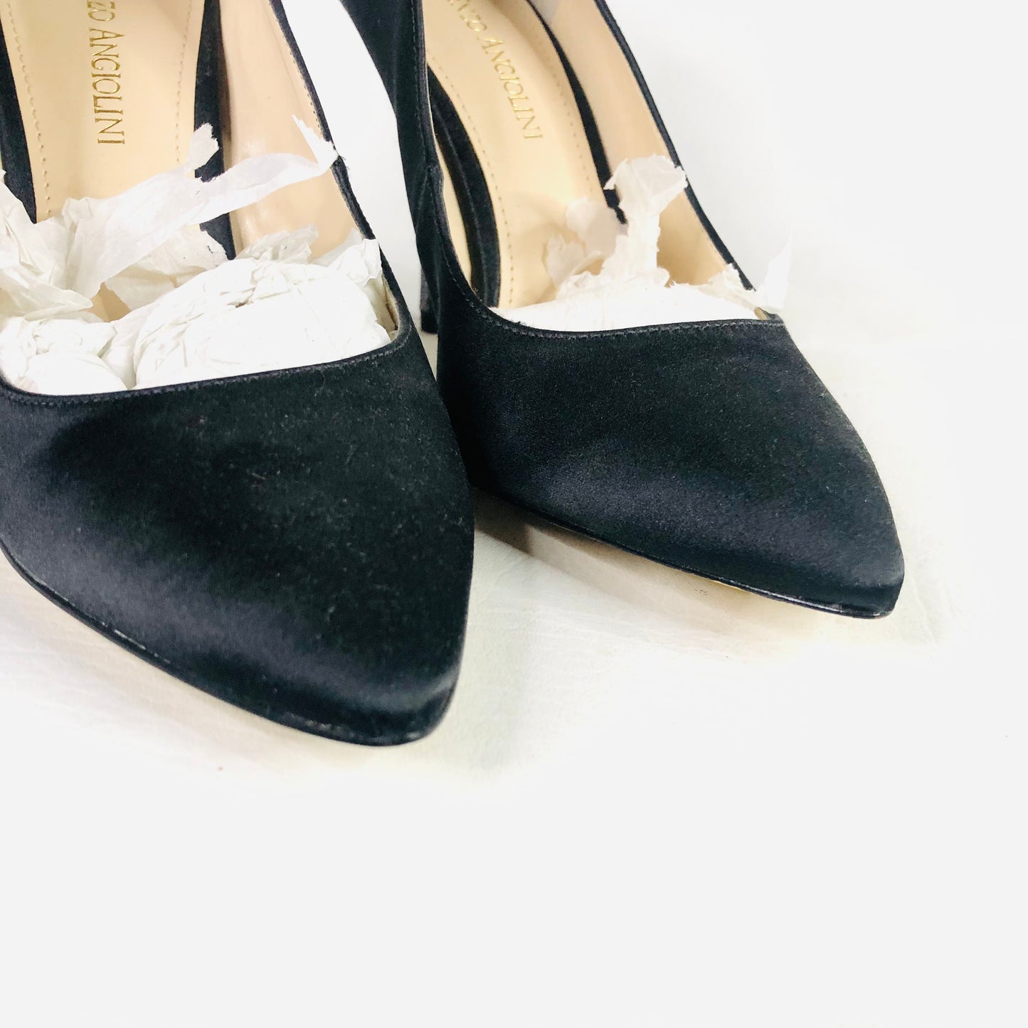 ENZO ANGIOLINI Padilla Black Satin Glitter Back Bow Court Heels Size uk 6 New