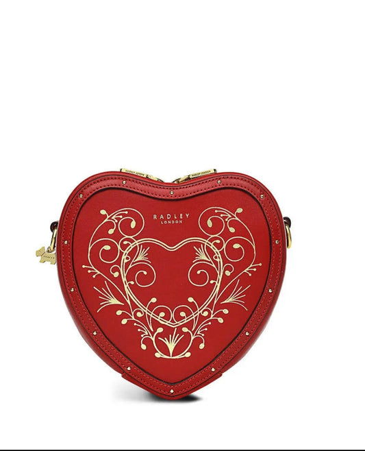 RADLEY Love Is In The Air Chocolate Heaven Red Leather Heart Crossbody NEW £199