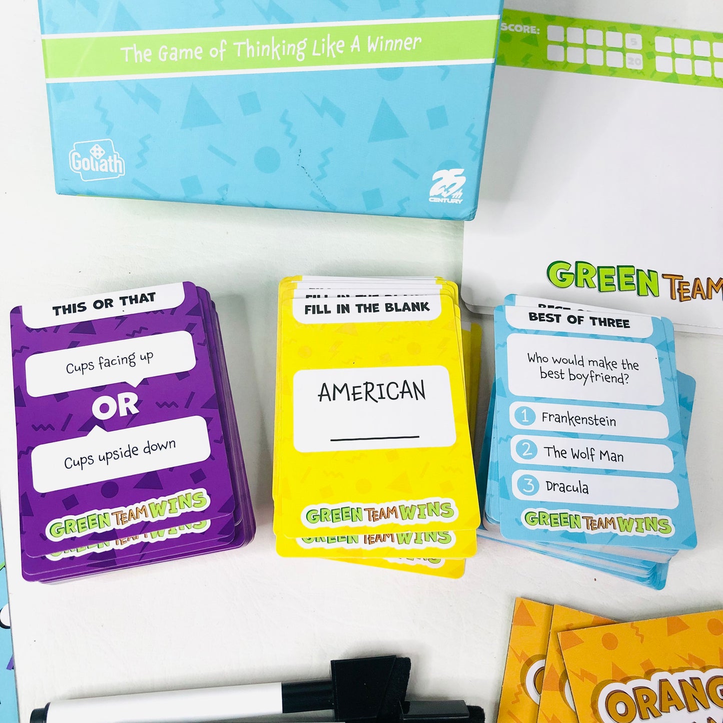 Goliath Games Green Team Wins, The Game of Thinking Like a Winner, Family Party Game - Like New