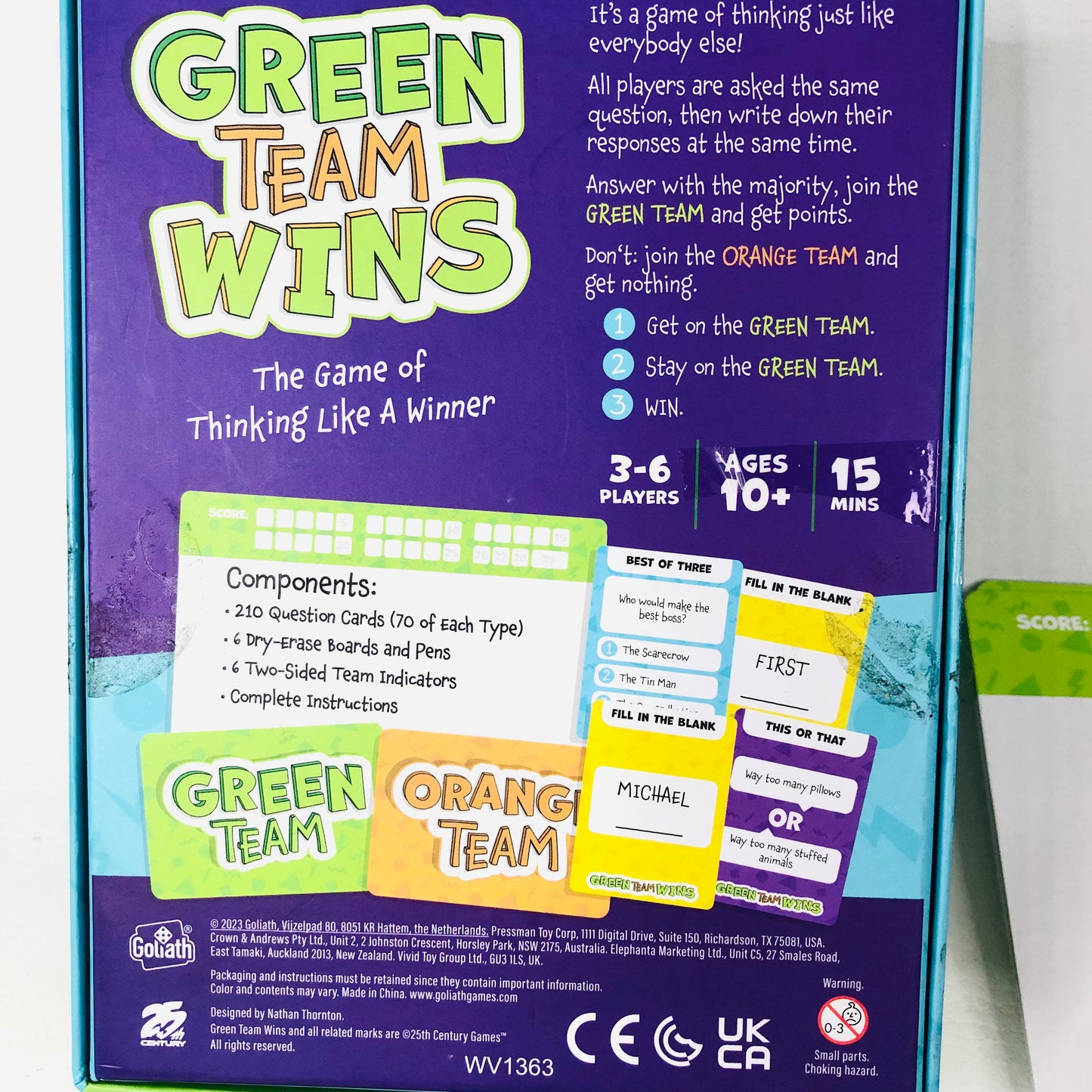 Goliath Games Green Team Wins, The Game of Thinking Like a Winner, Family Party Game - Like New