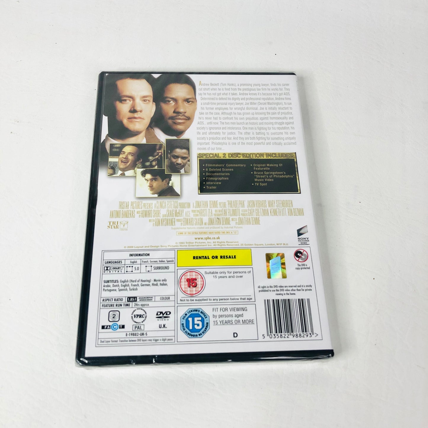 Philadelphia [DVD] 2 Disc Collectors Edition • Tom Hanks • UK R2 • New & Sealed
