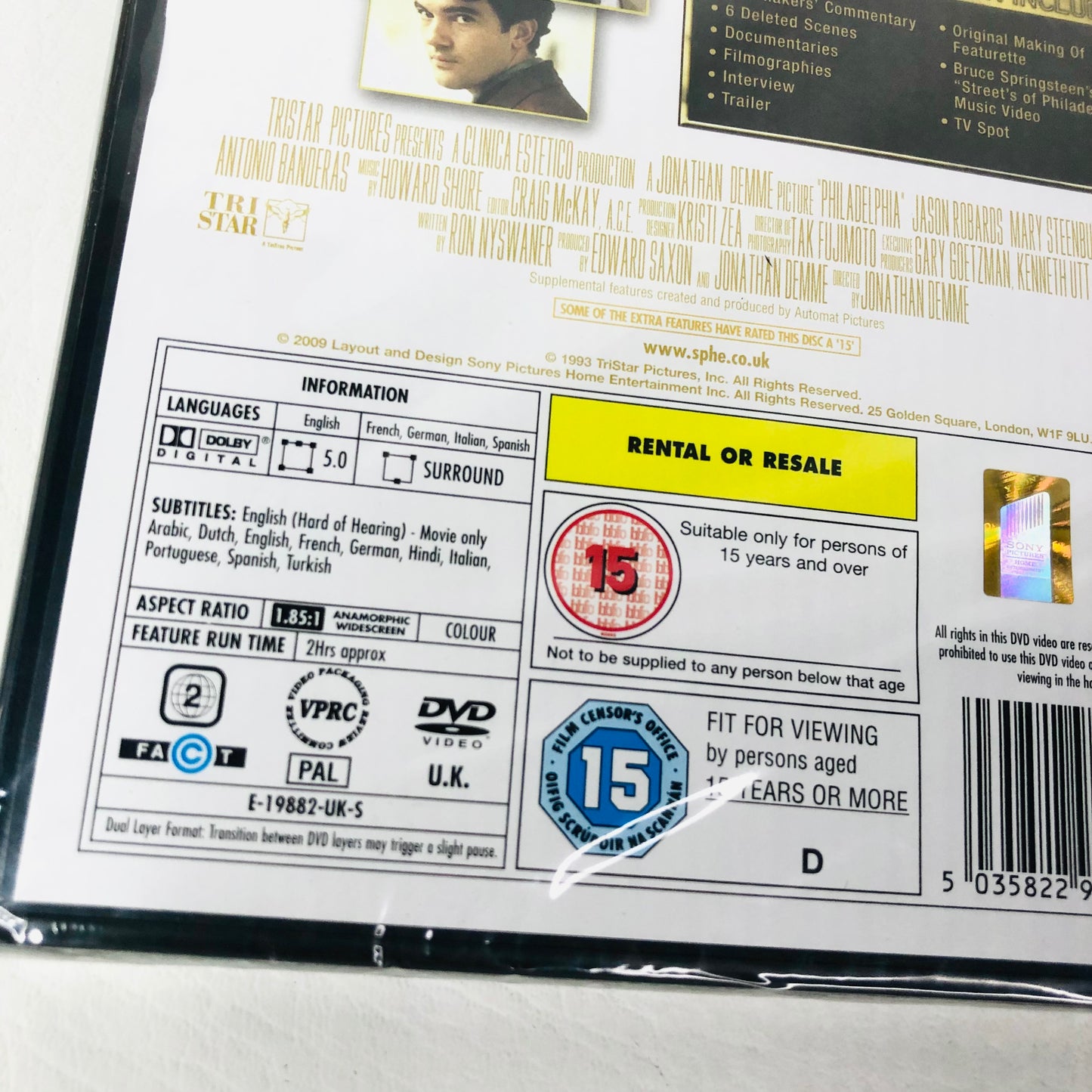 Philadelphia [DVD] 2 Disc Collectors Edition • Tom Hanks • UK R2 • New & Sealed