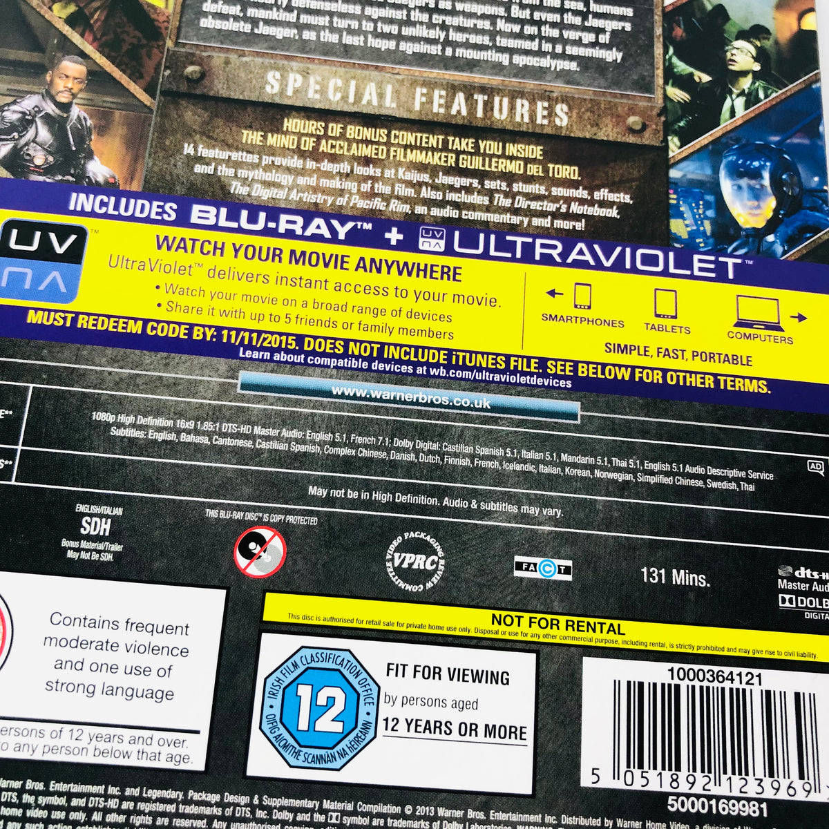 Pacific Rim (Blu-ray, 2013, 2-Disc Set) Idris Elba & Charlie Hunman