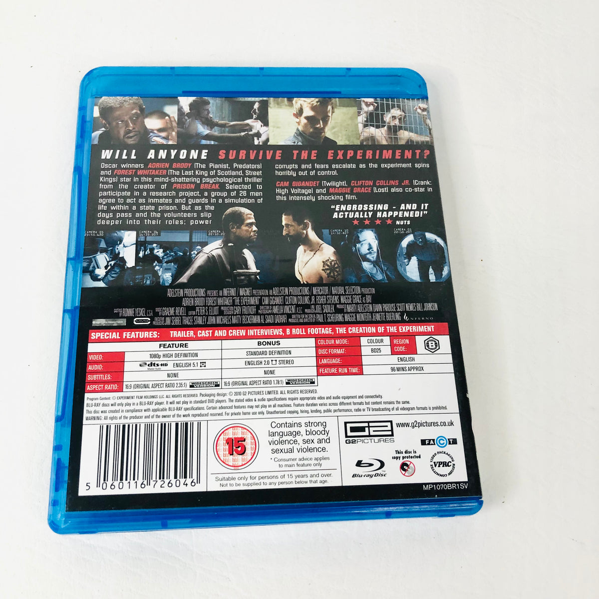 The Experiment Blu-ray (Adrien Brody, 2010)