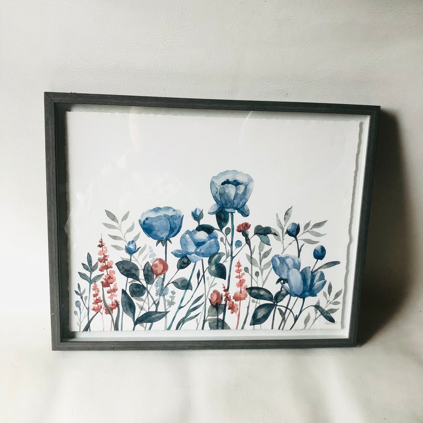 Marmont Hill Field Of Blue Wildflowers Framed Art Print Wall Decor Grey Framed