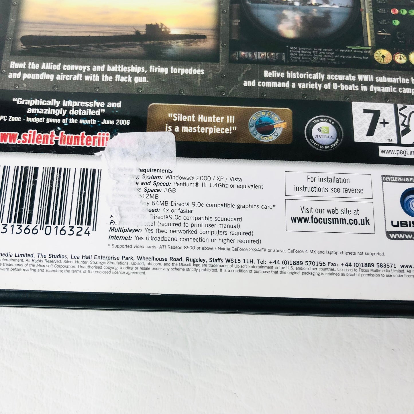 Silent Hunter III Strategic Simulations Ubisoft (PC, 2005) Action Adventure Game