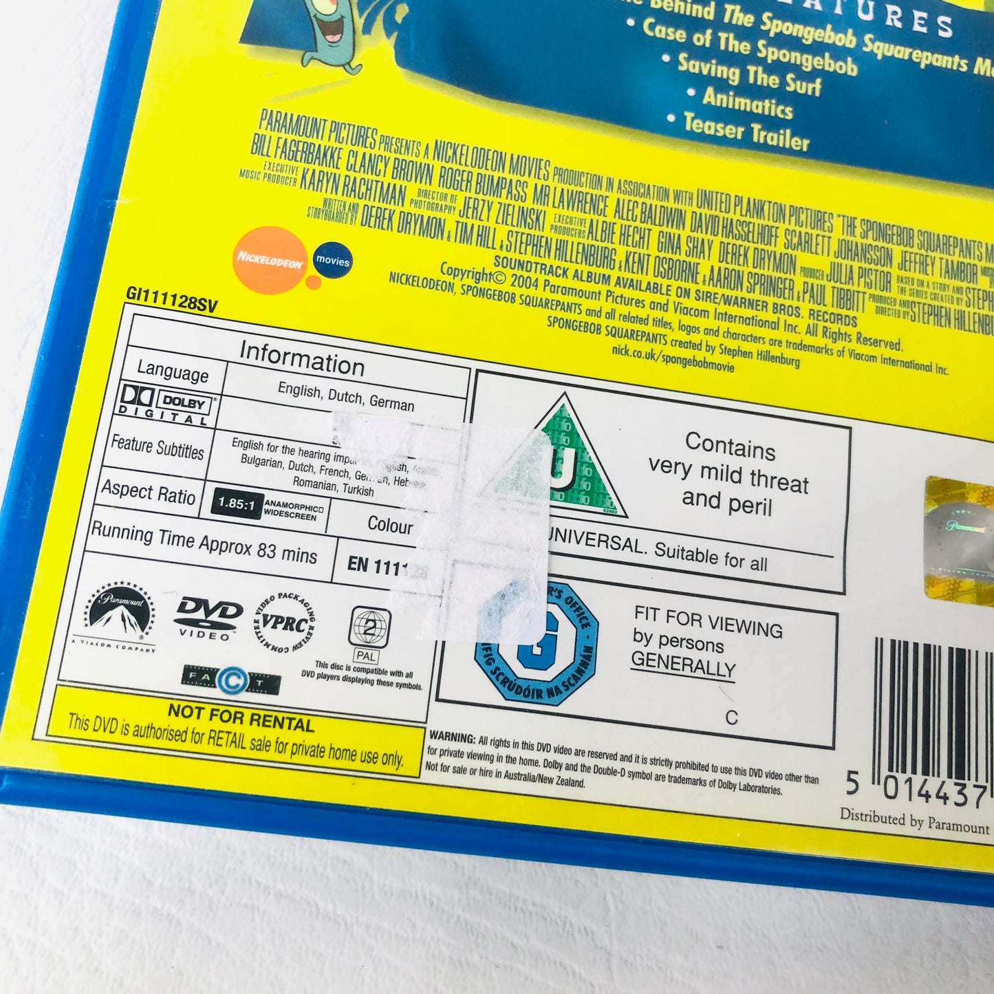 SpongeBob Squarepants: The Movie DVD Kids Family Entertainment