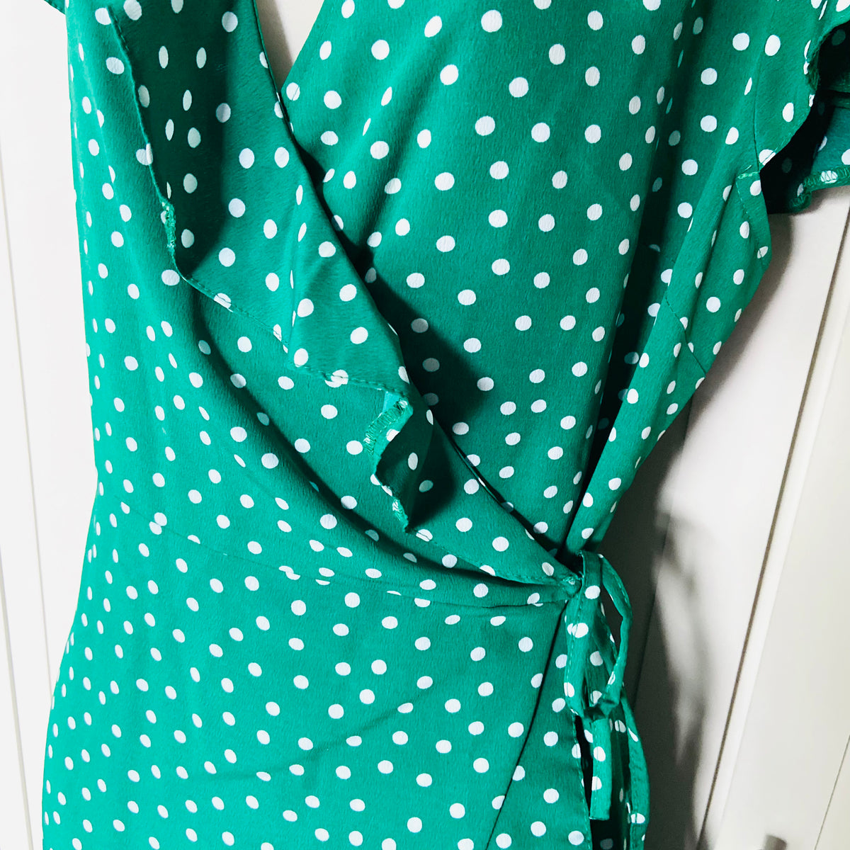 Primark | Green Polka Dot | Wrap Summer Tea Dress | Short Flutter Sleeves | Plus Size 18