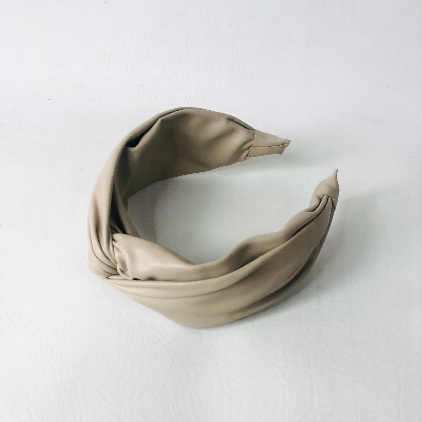 Chic Beige Vegan Faux Leather Knotted Headband | Quiet Luxury Style
