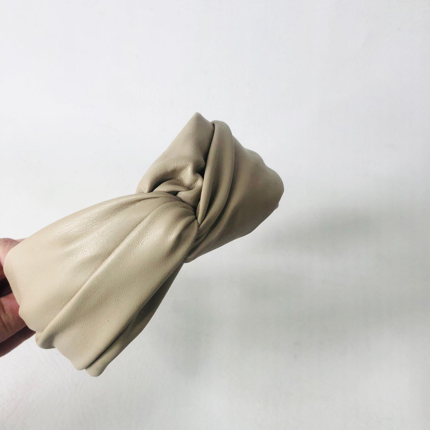 Chic Beige Vegan Faux Leather Knotted Headband | Quiet Luxury Style