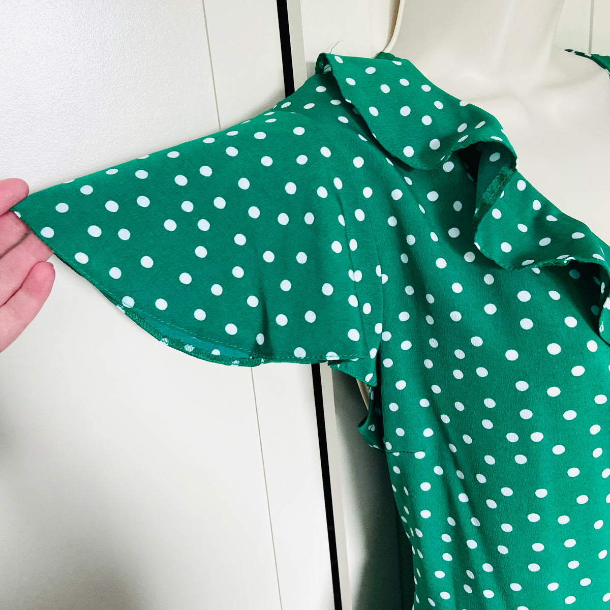 Primark | Green Polka Dot | Wrap Summer Tea Dress | Short Flutter Sleeves | Plus Size 18