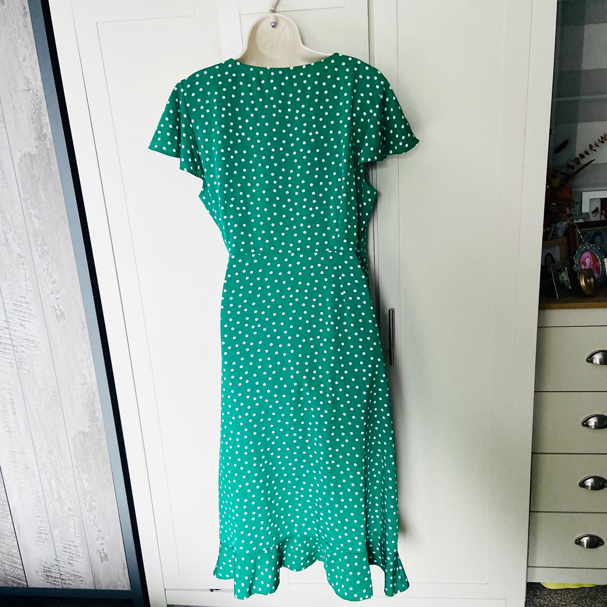 Primark | Green Polka Dot | Wrap Summer Tea Dress | Short Flutter Sleeves | Plus Size 18
