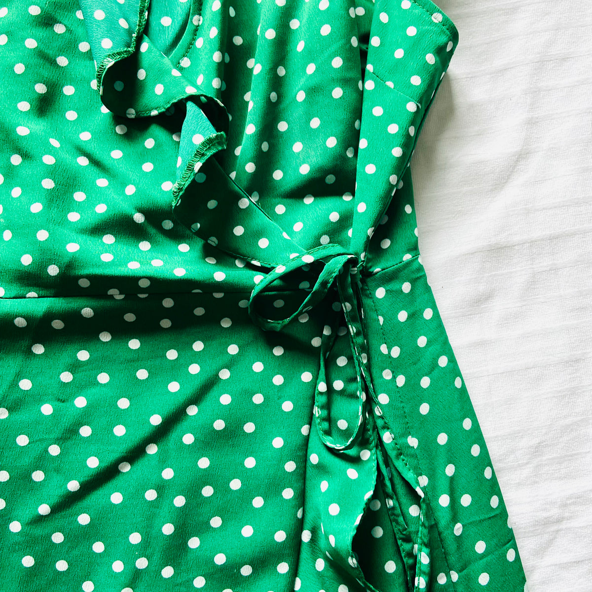 Primark | Green Polka Dot | Wrap Summer Tea Dress | Short Flutter Sleeves | Plus Size 18
