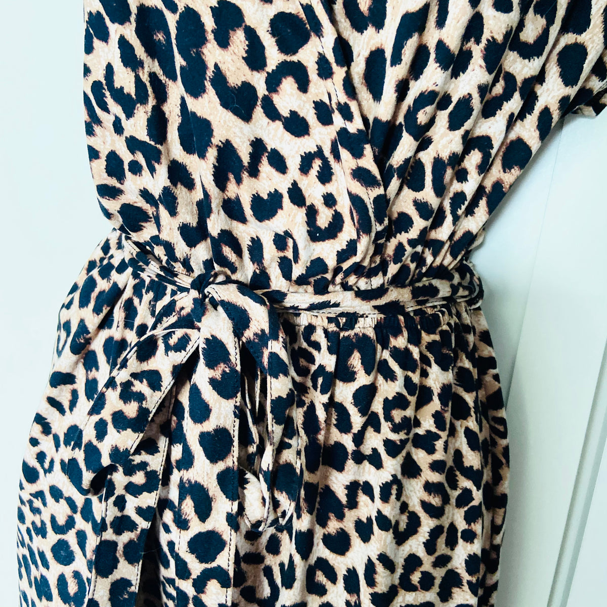 New Look | Leopard Print | Black & Brown | Short Sleeve Wrap Front Jumpsuit | Size 10